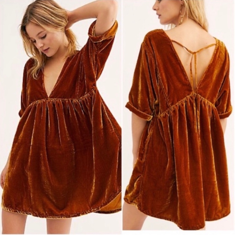 NWT Free People Ivy Velvet Mini Dress